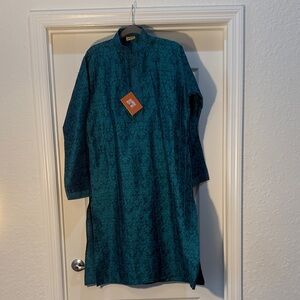 Prapti Teal Long Sleeve Kurta Size 40 Teal NWT